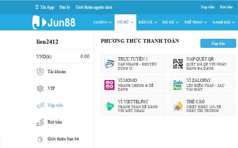 Nạp tiền Jun88 chậm: Kiểm tra và xử lý ngay!